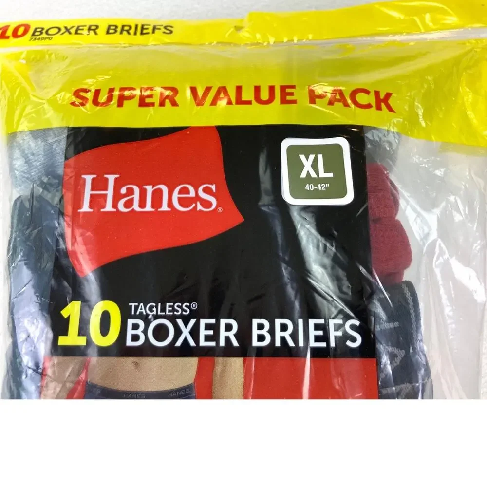 Hanes Boxer Briefs XL 10 Pr/Pk Assorted New with Tags